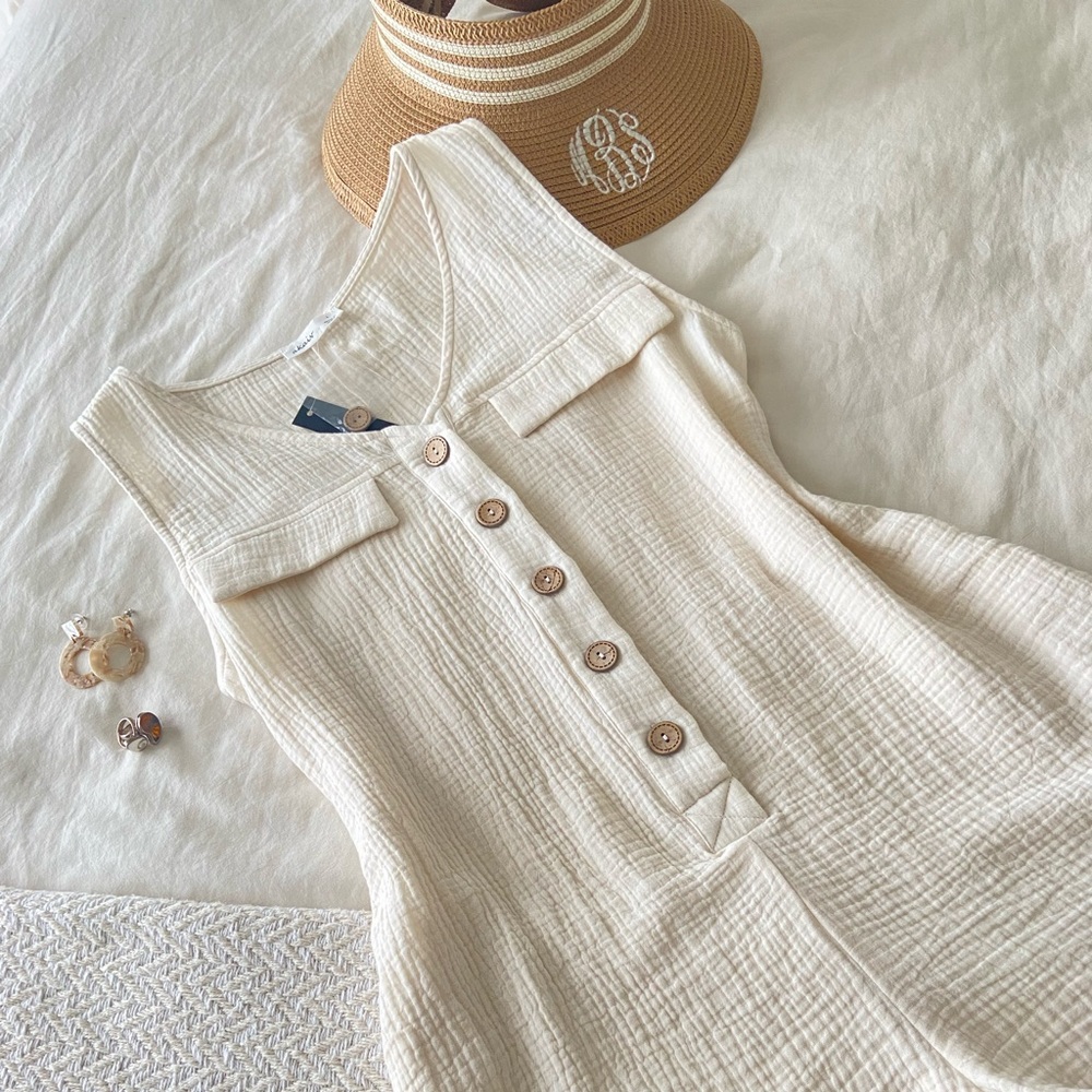 Boho Button Down Romper, New with Tags